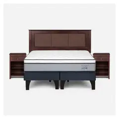 ROSEN - Cama Europea Indie 2 Plazas + Respaldo + 2 Veladores