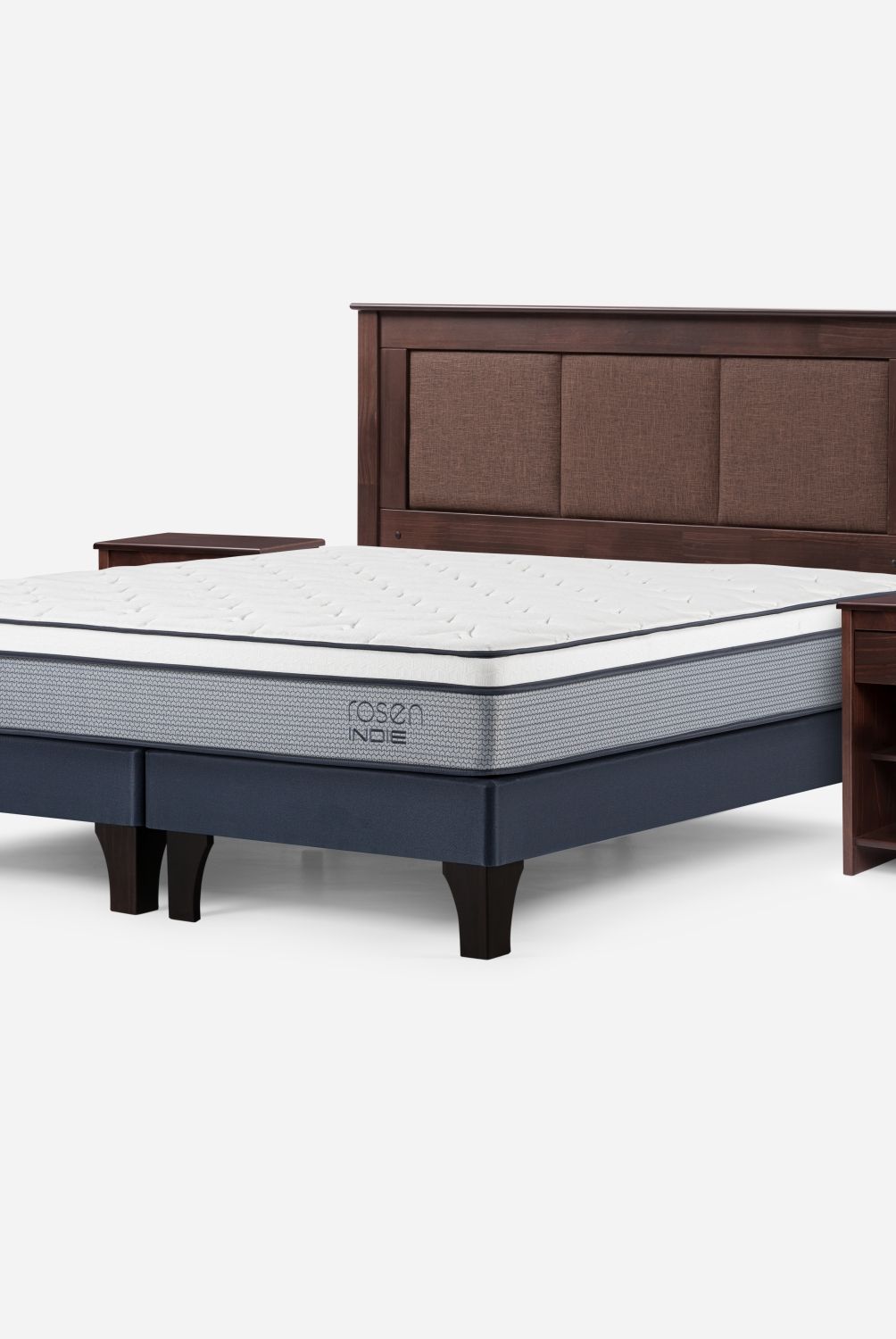 ROSEN - Cama Europea Indie King + Respaldo + 2 Veladores Rosen