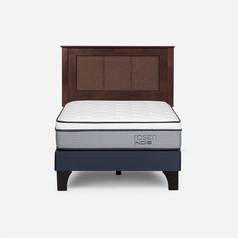 Cama Europea Indie 1.5 Plazas x 2.00 mt + Respaldo Rachel Chocolate