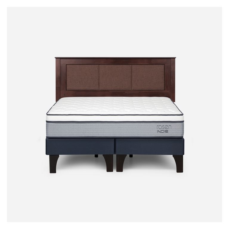 Cama Europea Indie 2 Plazas x 2.00 mt Base Dividida + Respaldo