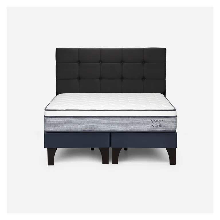 Cama Europea Indie 2 Plazas x 2.00 mt Base Dividida + Respaldo