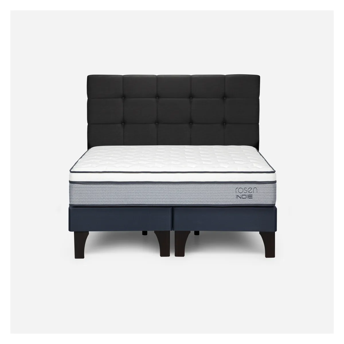 ROSEN - Cama Europea Indie 2 Plazas x 2.00 mt Base Dividida + Respaldo Rosen