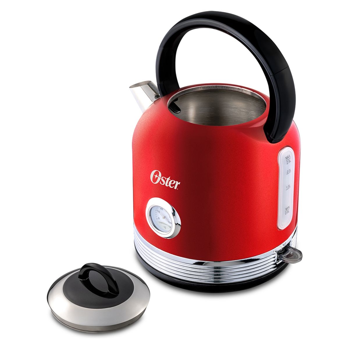 OSTER - Hervidor Eléctrico BVSTKT900R 2.5 Lt Reloj Termómetro Rojo Oster