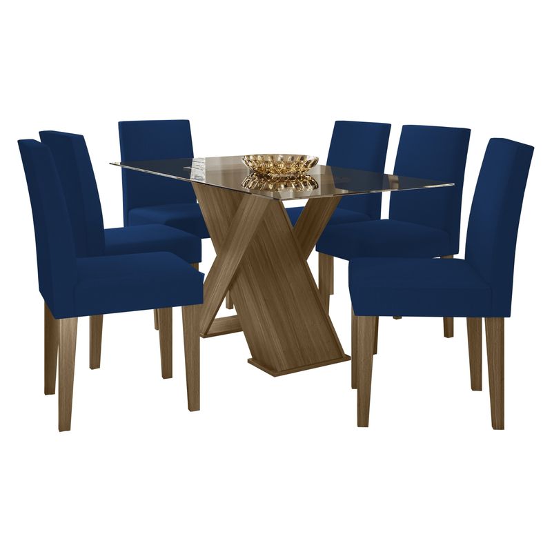 JDO & DESIGN - Juego De Comedor Cross 6 Sillas Azul Jdo & Design