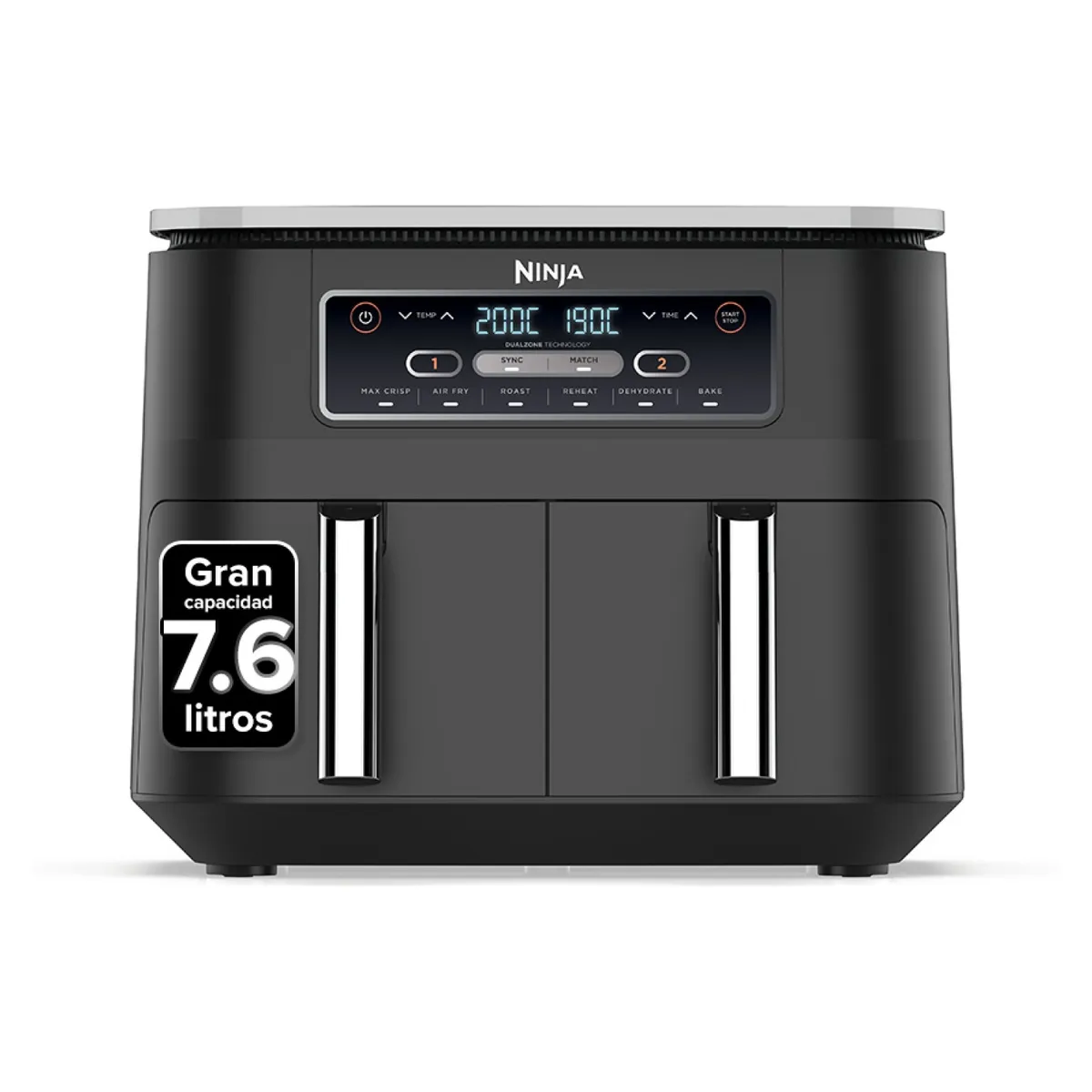 NINJA - Freidora De Aire Ninja Doble 6 En 1 De 7.6 Lts
