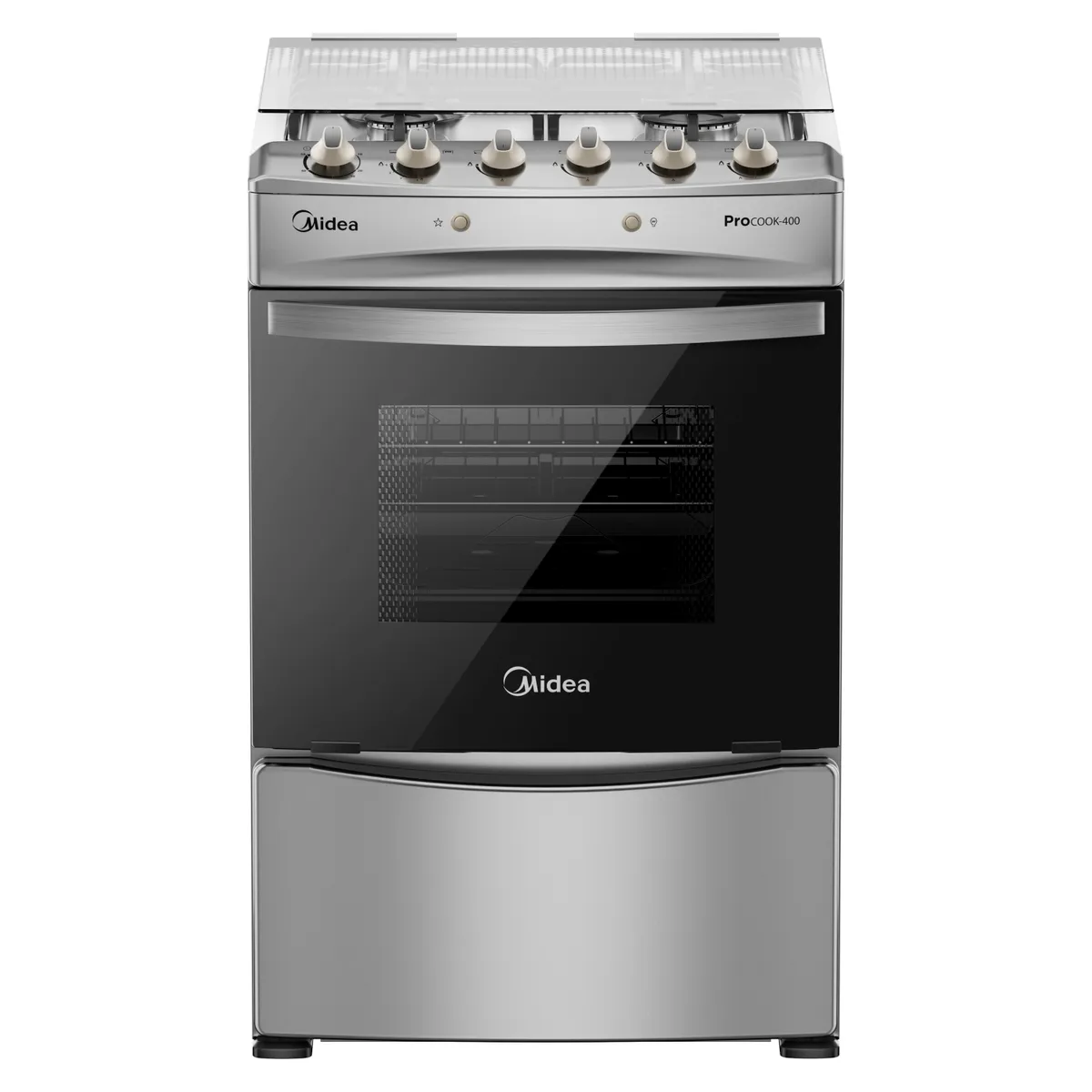 MIDEA - Cocina 4 Quemadores Horno De 63.89 Lt Con Grill Gas Licuado Mcg-4Qpi24Ns Midea