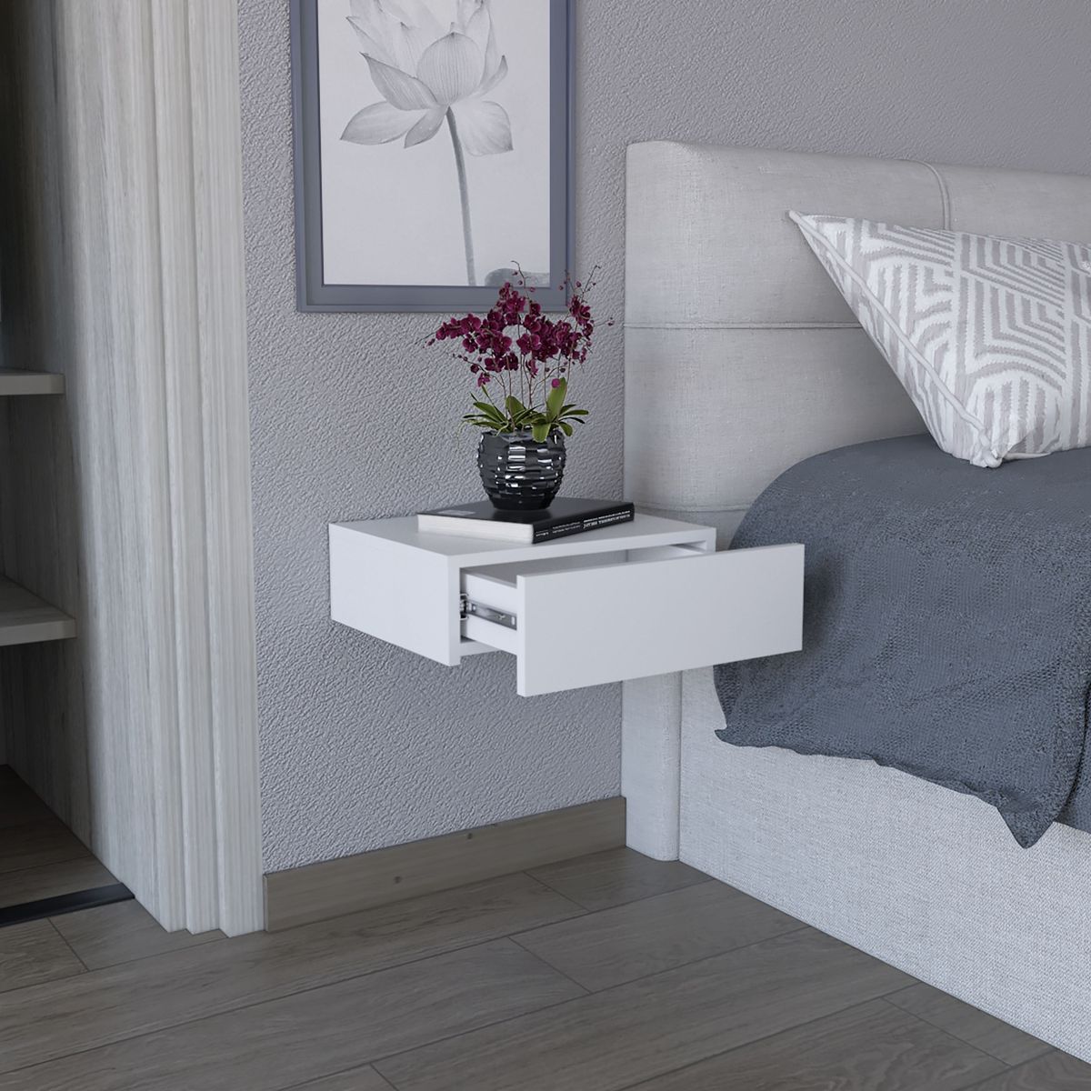 TUHOME - Velador Milano Flotante Blanco Tuhome