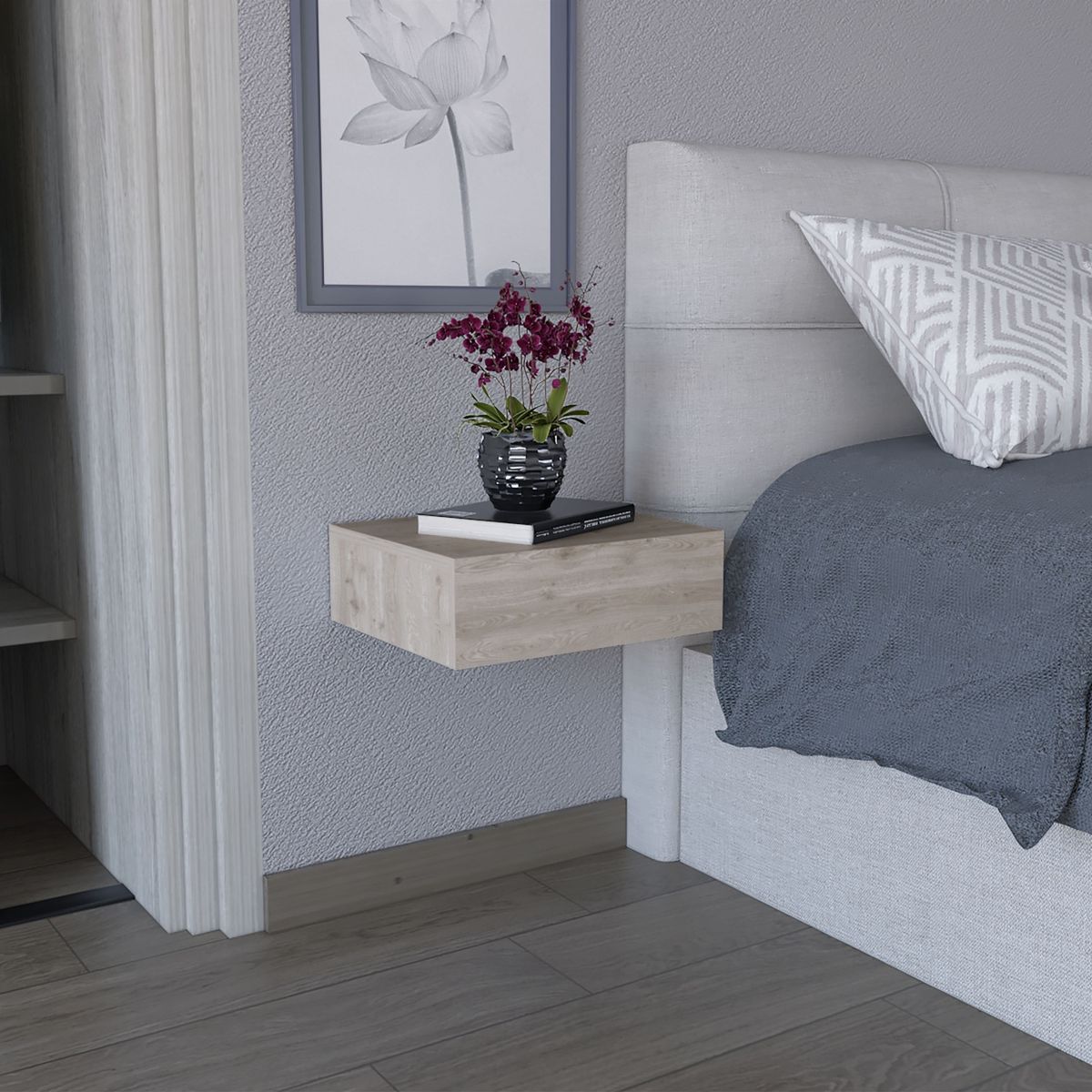 TUHOME - Velador Milano Flotante Ceniza Tuhome