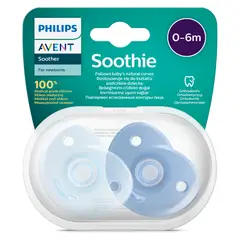 AVENT - Chupete Soothie 0 A 6M 2 Unidades Azul Claro
