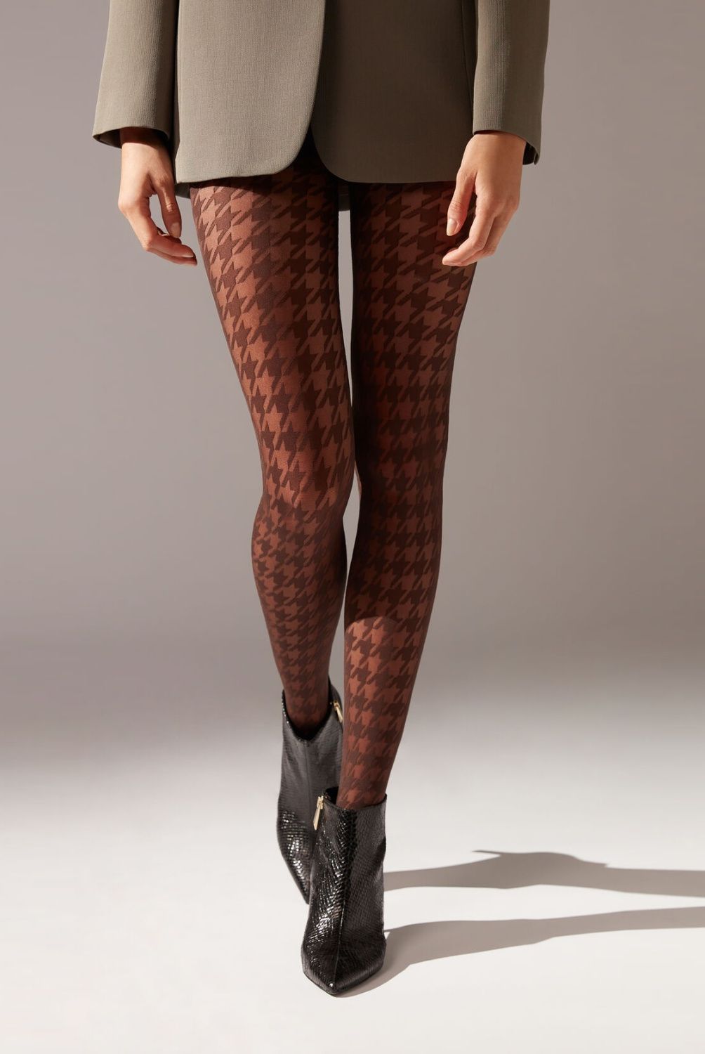 CALZEDONIA - Pantys Transparentes Pied De Poule 30 Deniers Mujer Calzedonia