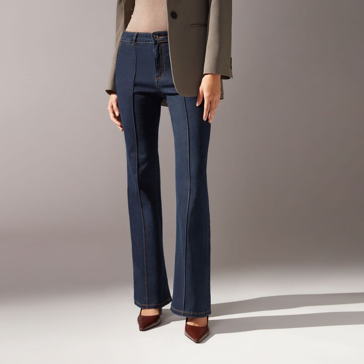 CALZEDONIA - Leggings Acampanados con Costura Central Mujer Calzedonia