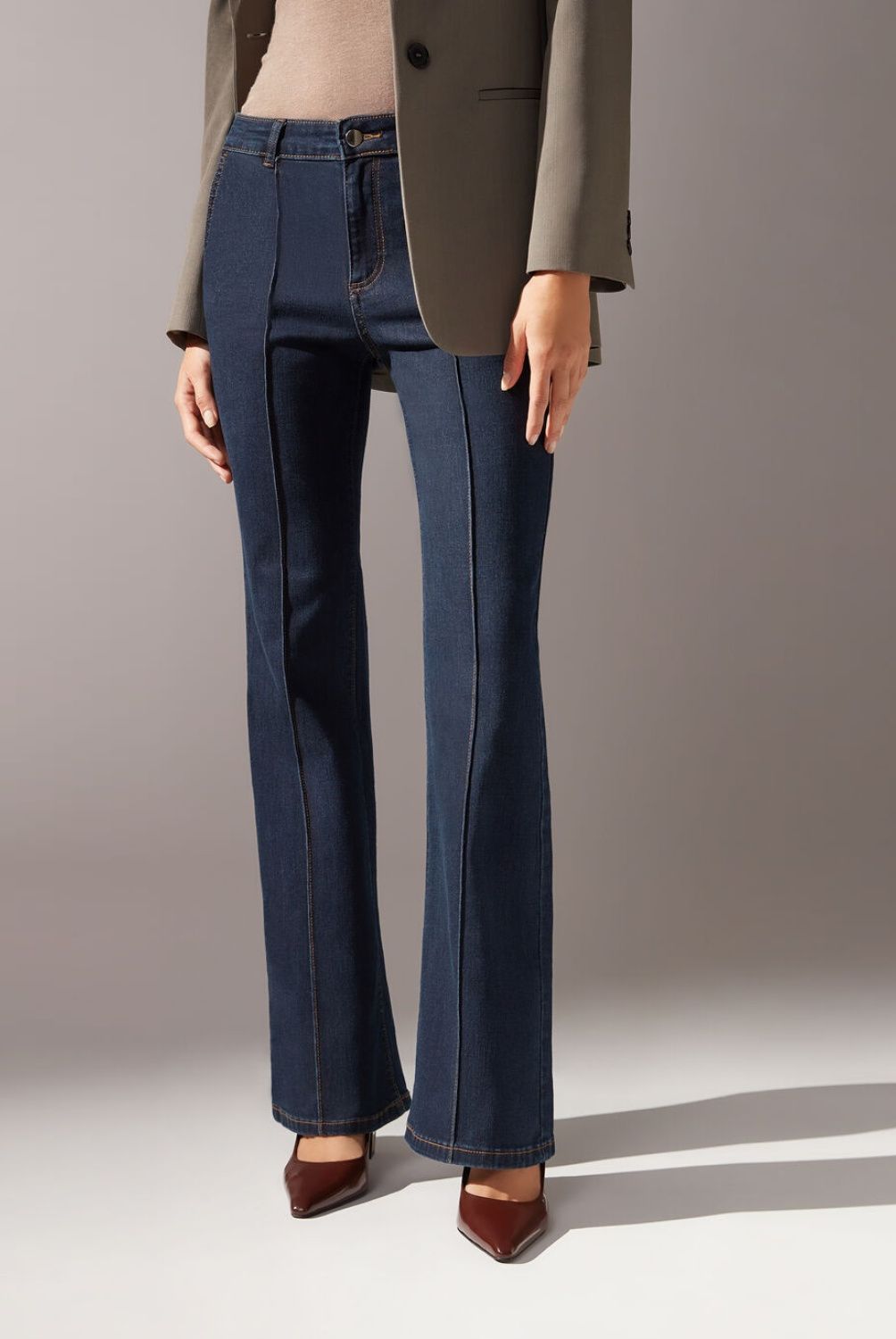 CALZEDONIA - Leggings Acampanados con Costura Central Mujer Calzedonia