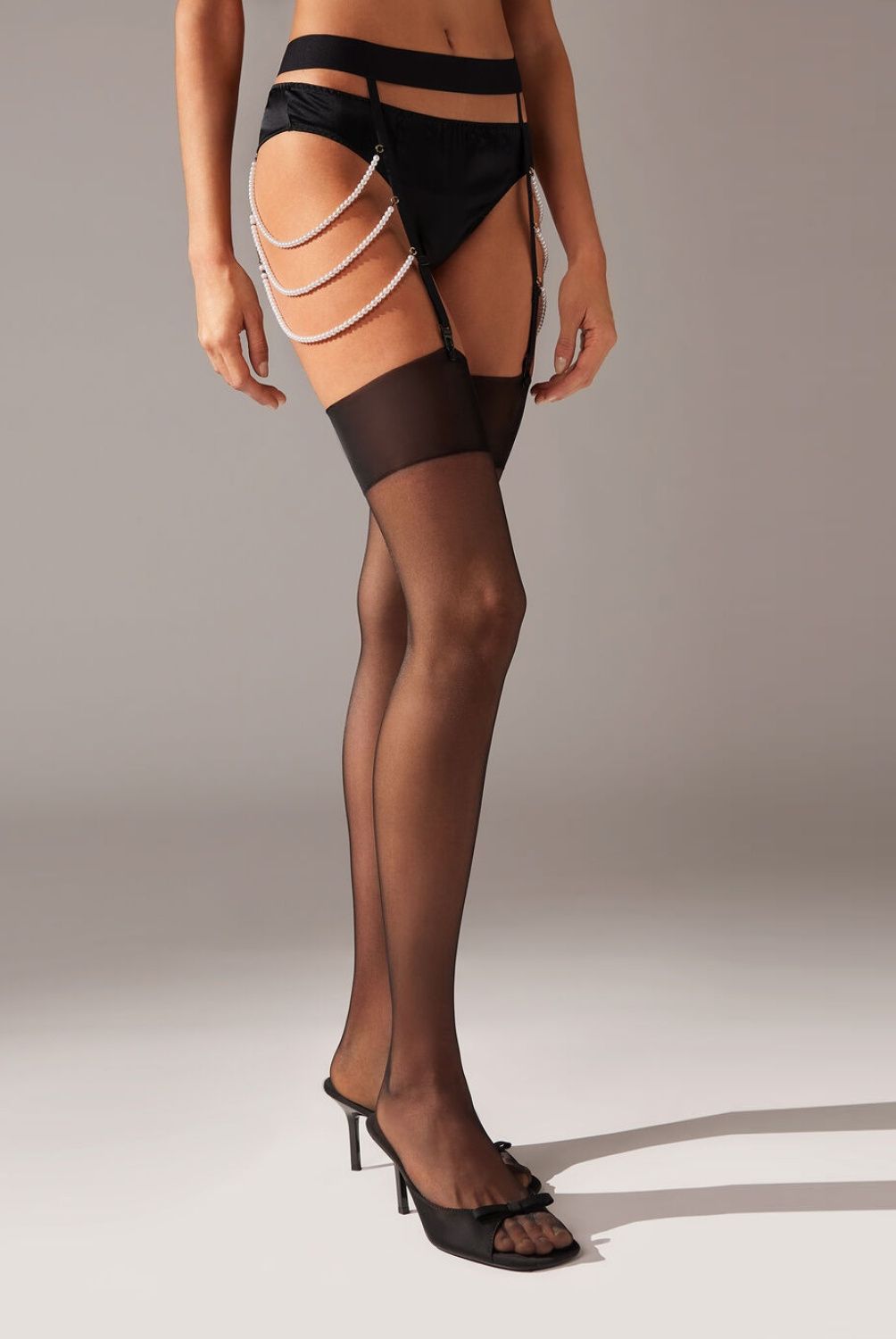 CALZEDONIA - Liguero con Perlas y Corchetes Mujer Calzedonia