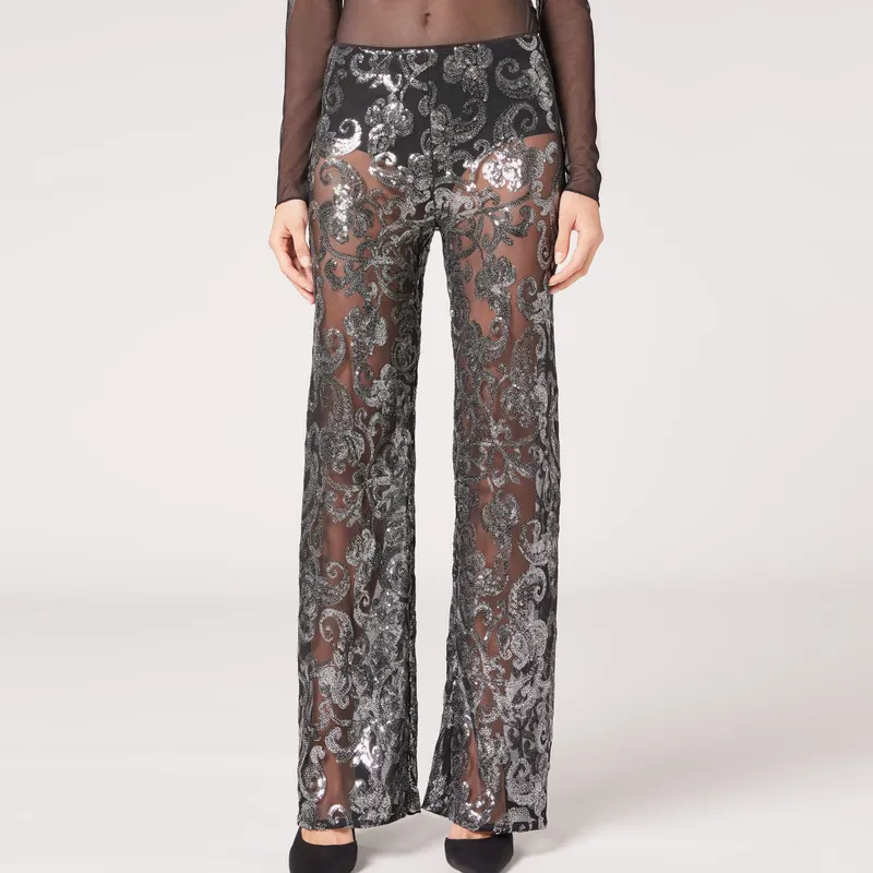 CALZEDONIA - Leggins Palazzo Con Lentejuelas Mujer Calzedonia