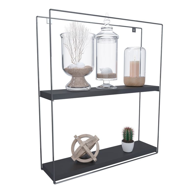 VEKKAHOME Repisa Cuadrada Total Black