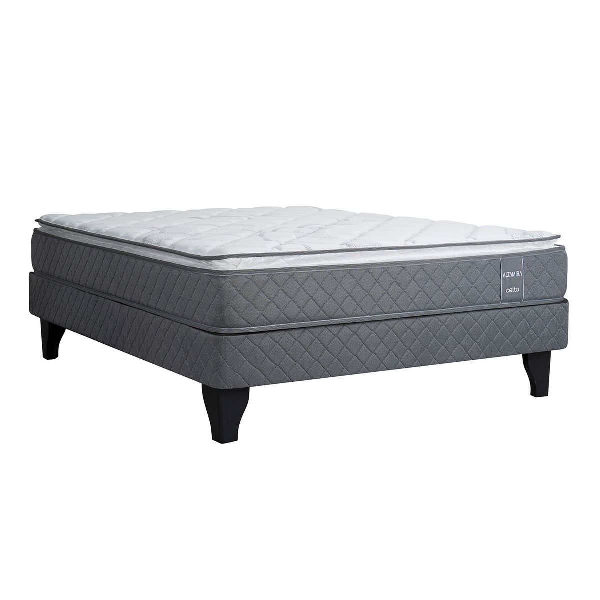 CELTA - Cama Europea Altamira 2 Plazas + 2 Almohadas Celta