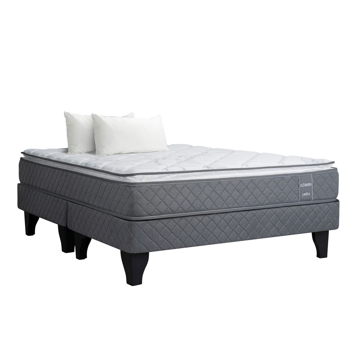 CELTA - Cama Europea Altamira Celta 2 Plazas Base Dividida + 2 Almohadas