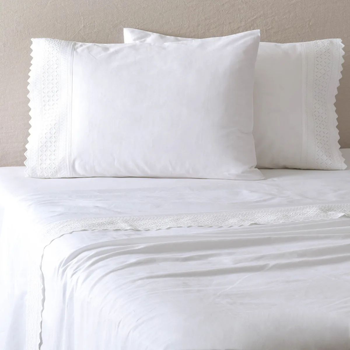 FABRICS - Sábanas 200 H Broderie Brode SKing Blanco Fabrics