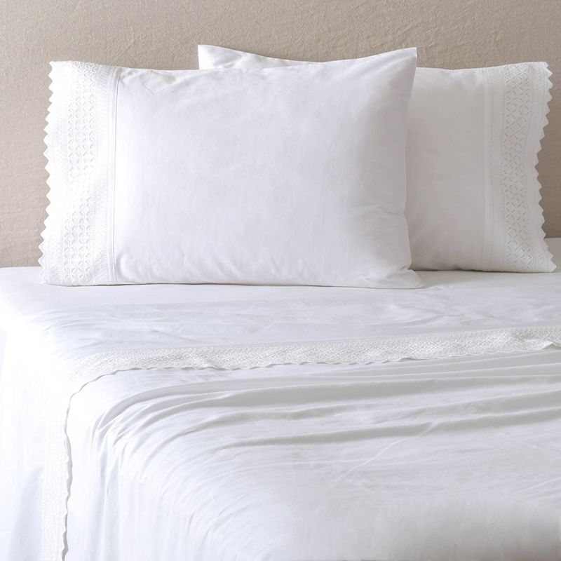 FABRICS - Sábanas 200 H Broderie Brode SKing Blanco Fabrics