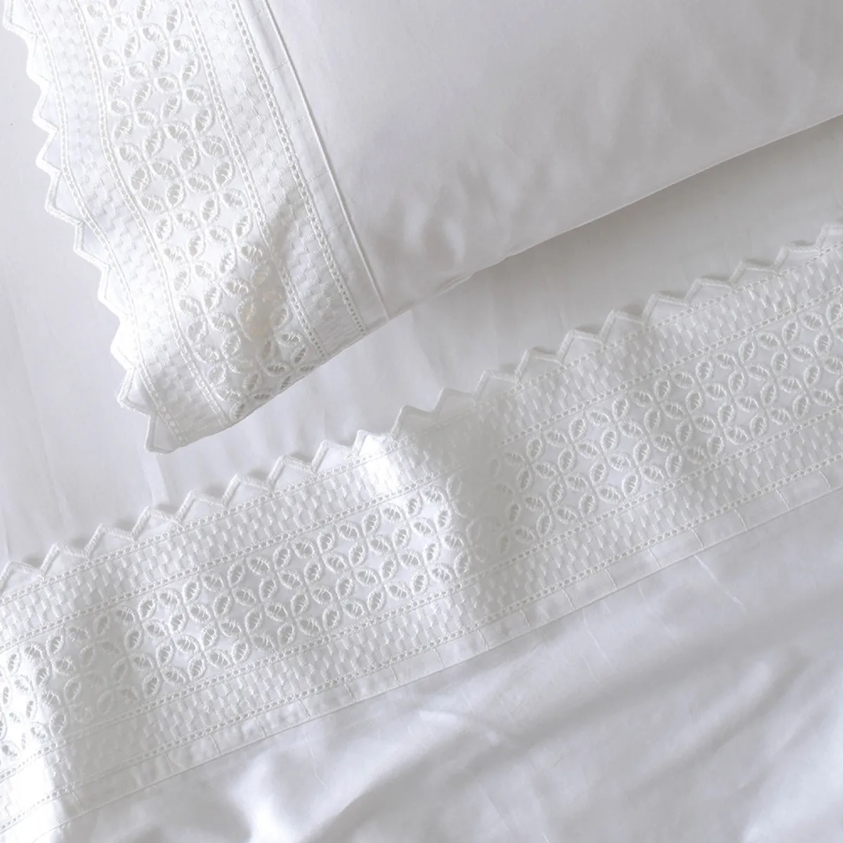 FABRICS - Sábanas 200 H Broderie Brode SKing Blanco Fabrics