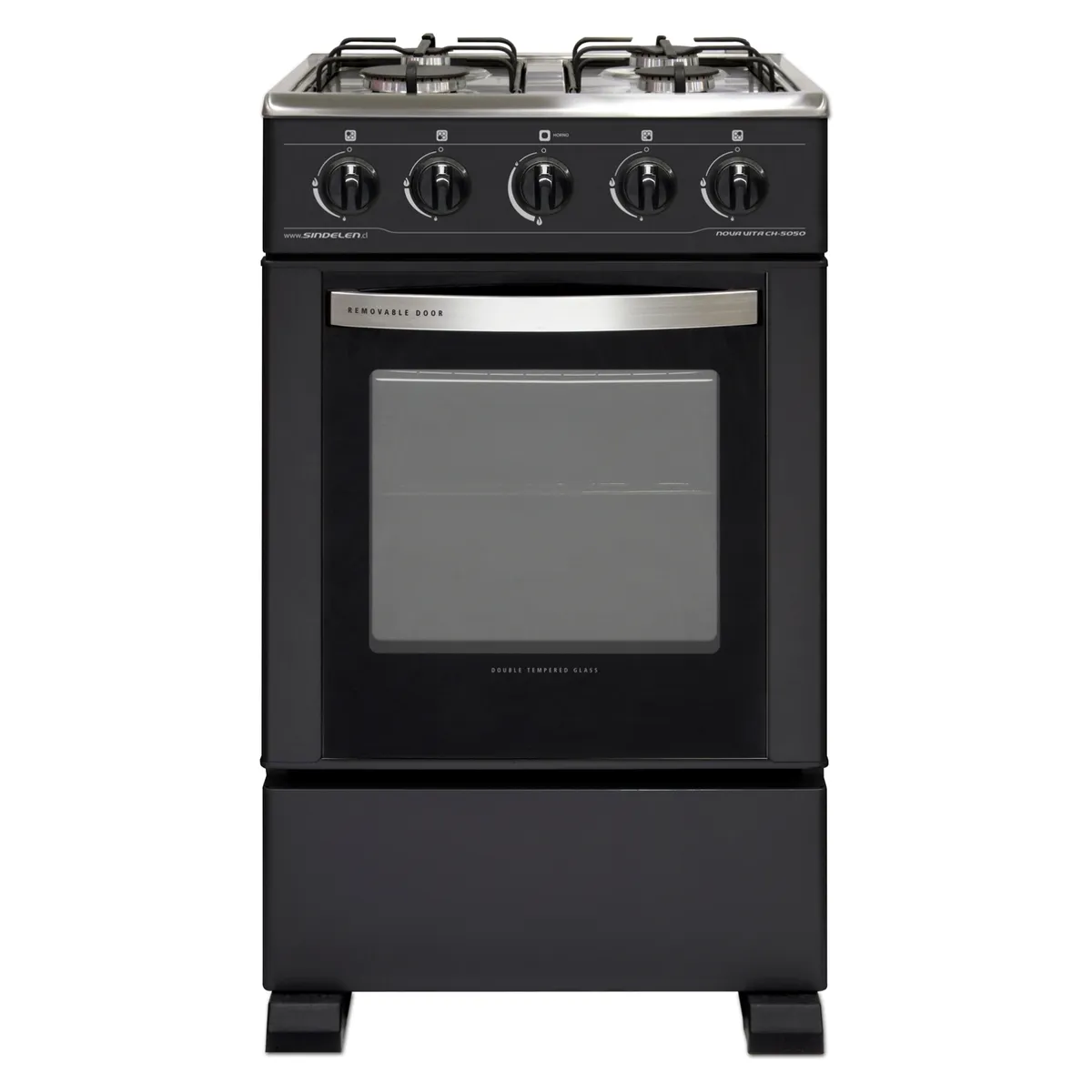 SINDELEN - Cocina a Gas Acero Inoxidable Horno de 54Lt Ch-5050Ng 4 Quemadores Sindelen