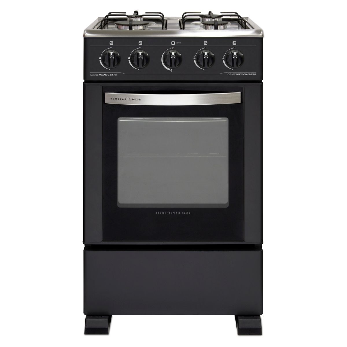 SINDELEN - Cocina a Gas Acero Inoxidable Horno de 54Lt Ch-5050Ng 4 Quemadores Sindelen