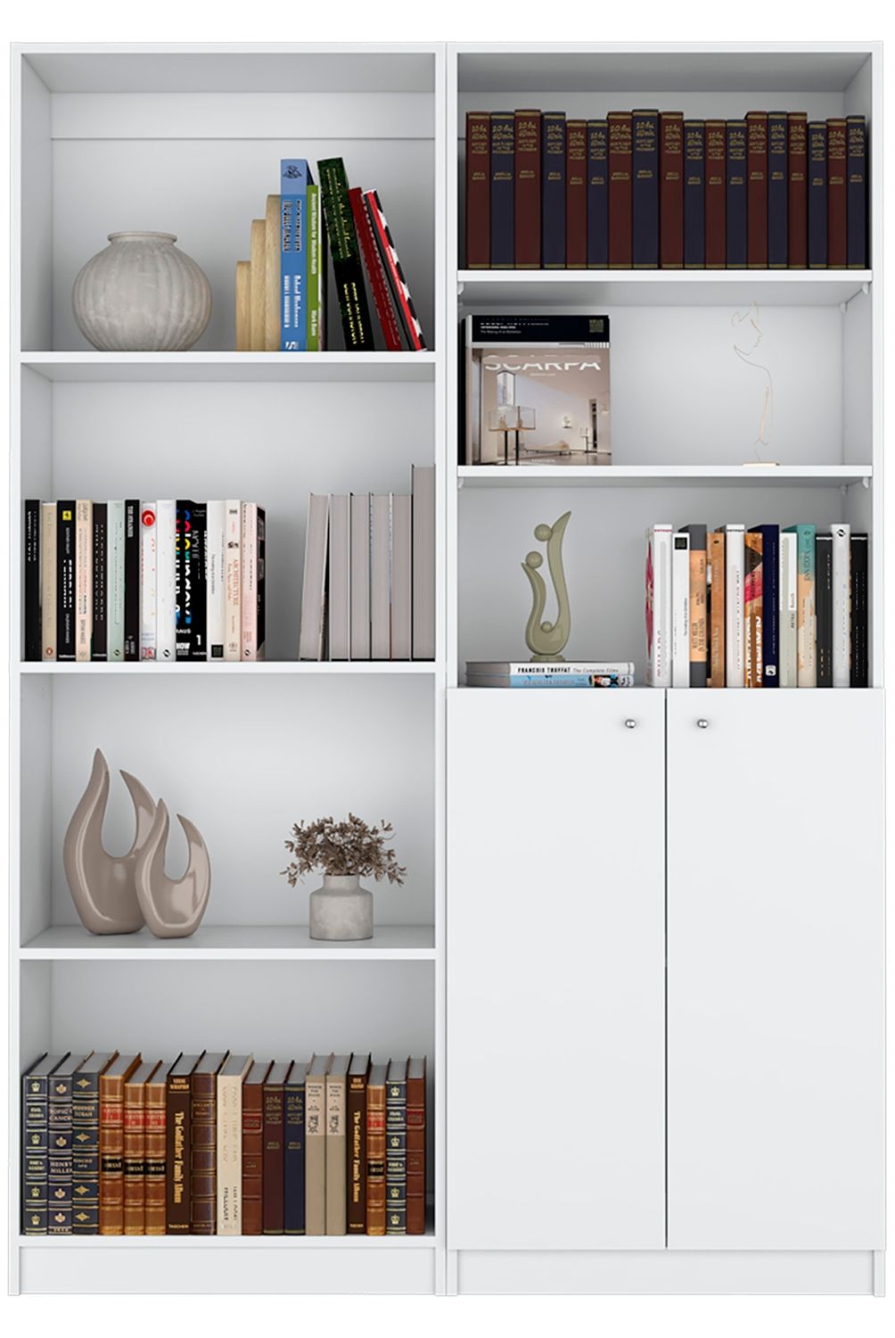 TUHOME - Combo Home Estante + Estante 2 Puertas-Blanco Tuhome