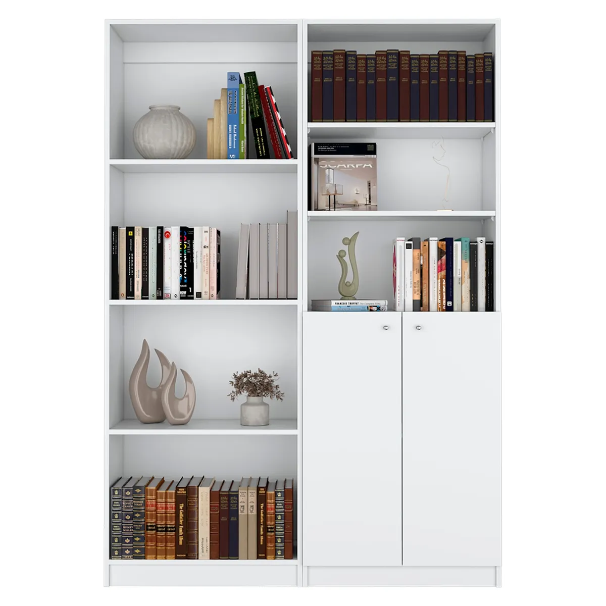 TUHOME - Combo Home Estante + Estante 2 Puertas-Blanco Tuhome