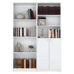 TUHOME - Combo Home Estante + Estante 2 Puertas-Blanco