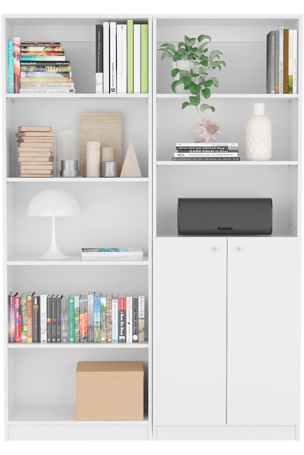TUHOME - Combo Estante 62 + Estante 2 Puertas Blanco Tuhome