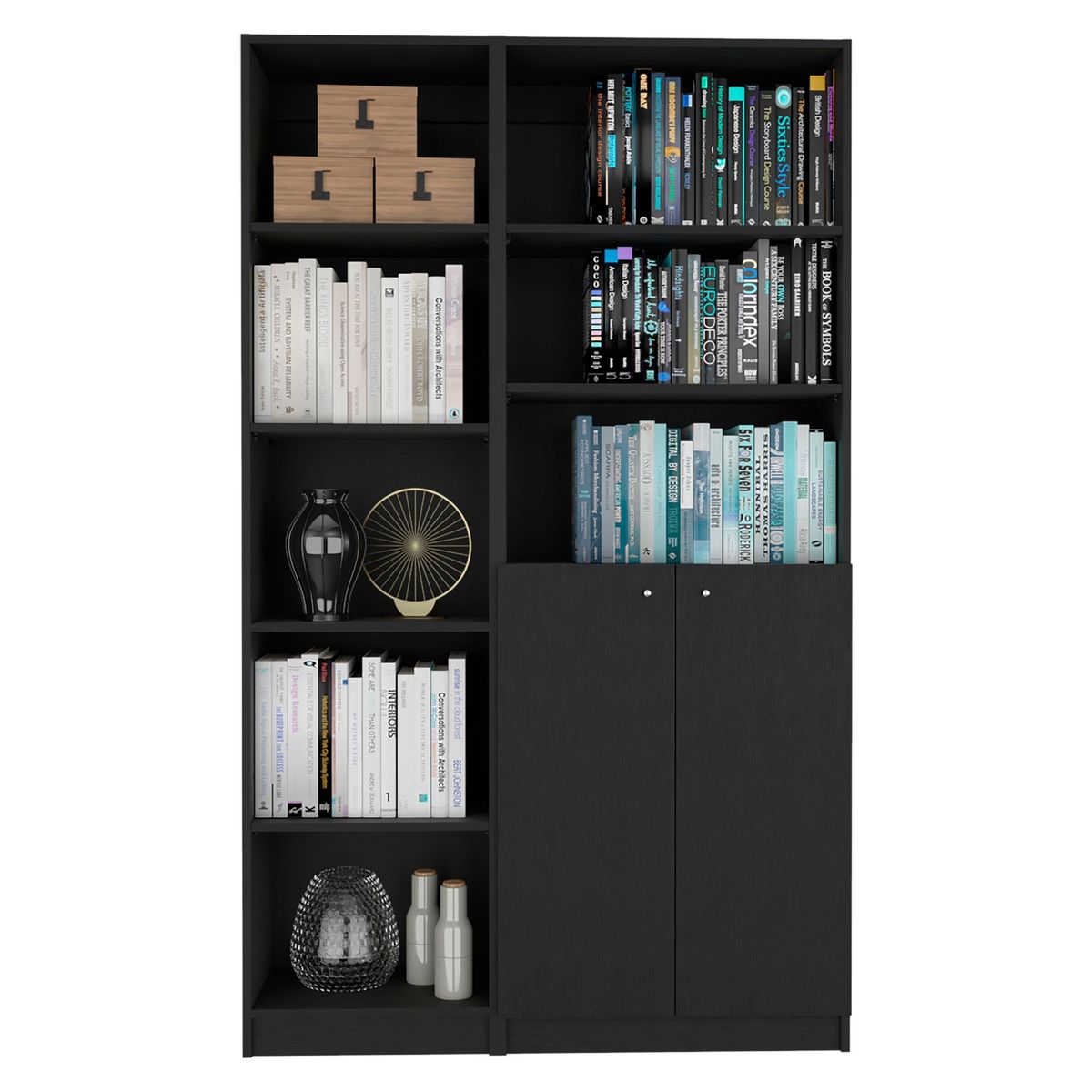 TUHOME - Combo Estante 45 + Estante 2 Puertas Negro Tuhome