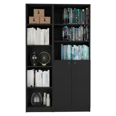 TUHOME - Combo Estante 45 + Estante 2 Puertas Negro