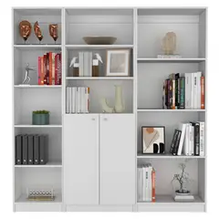 TUHOME - Combo Estante 45 + Estante 2 Puertas + Estante 4 Repisas Blanco