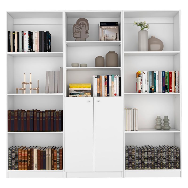 TUHOME - Combo 2 Estante 4 Repisas + Estante 2 Puertas Blanco Tuhome