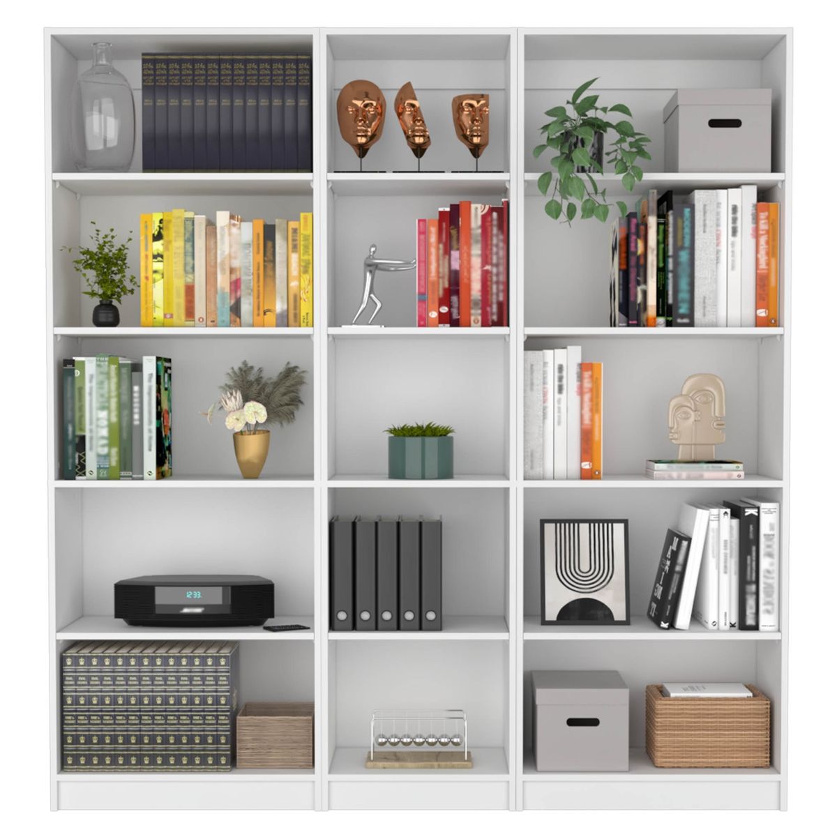 TUHOME - Combo 3 Estante De 5 Repisas Negro Tuhome