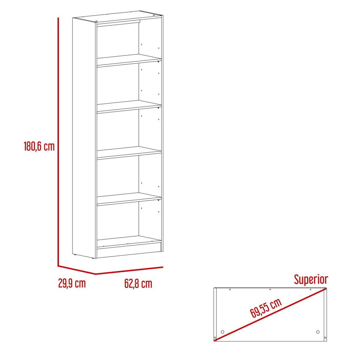 TUHOME - Combo 3 Estante De 5 Repisas Negro Tuhome