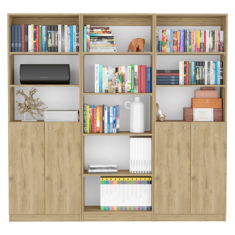 TUHOME - Combo 2 Estante 2 Puertas + Estante 5 Repisas Beige Tuhome