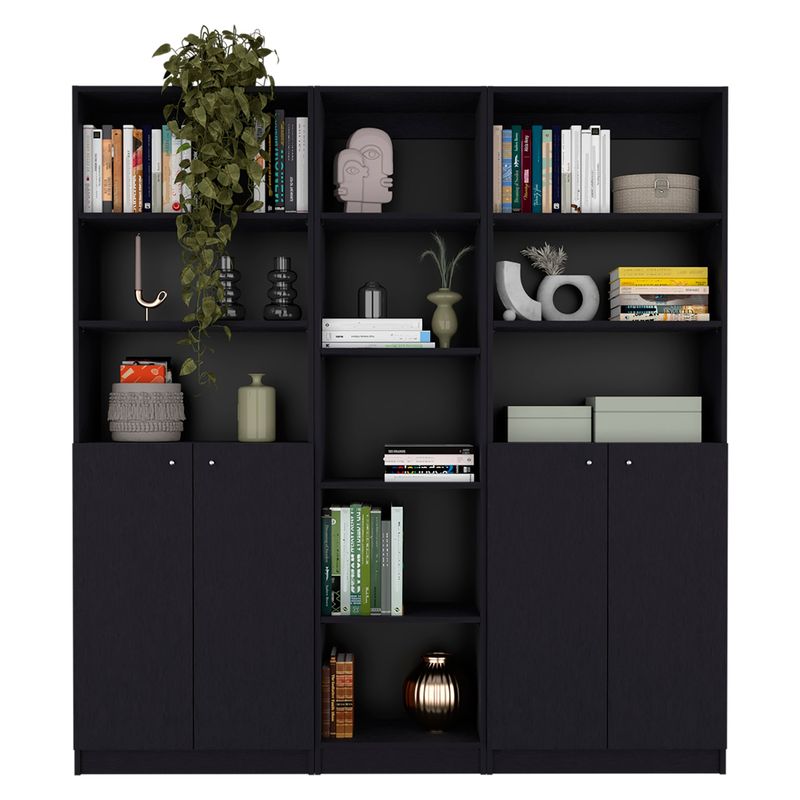 TUHOME - Combo 2 Estante 2 Puertas + Estante 45 Negro Tuhome