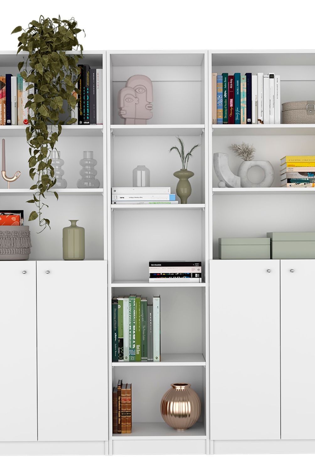 TUHOME - Combo 2 Estante 2 Puertas + Estante 45 Blanco Tuhome