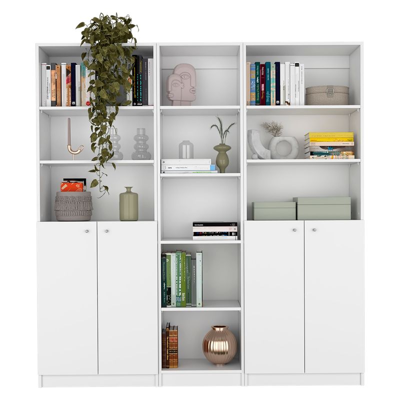 TUHOME - Combo 2 Estante 2 Puertas + Estante 45 Blanco Tuhome