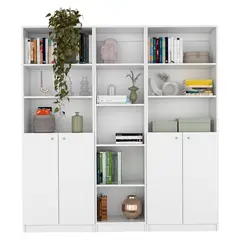 TUHOME - Combo 2 Estante 2 Puertas + Estante 45 Blanco