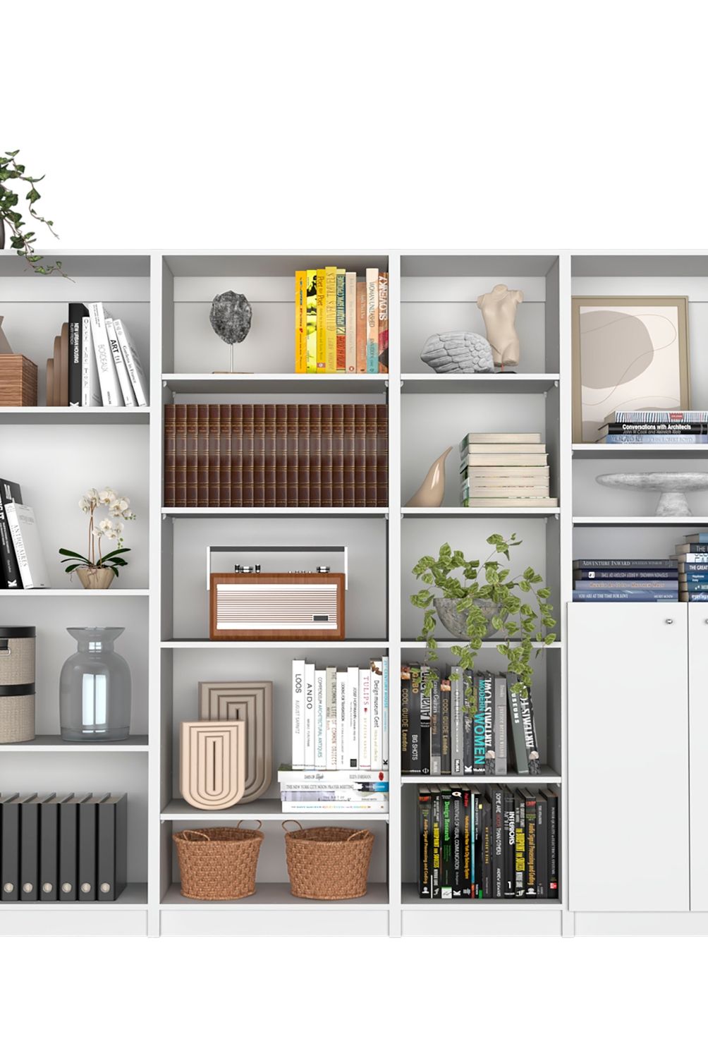 TUHOME - Combo 3 Estantes + Estante 2 Puertas Blanco Tuhome