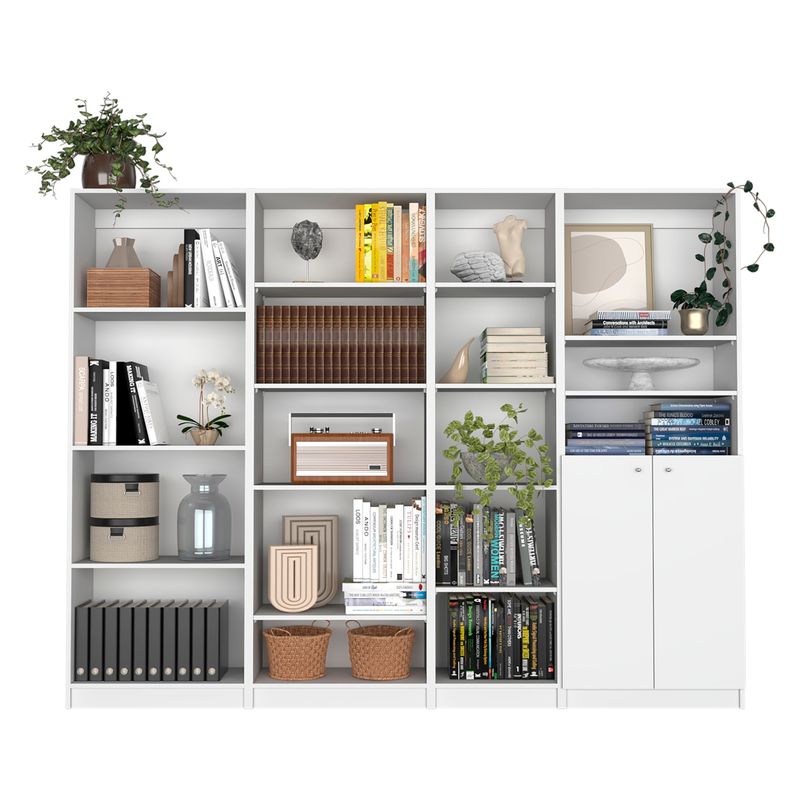 TUHOME - Combo 3 Estantes + Estante 2 Puertas Blanco Tuhome