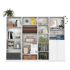 TUHOME - Combo 3 Estantes + Estante 2 Puertas Blanco