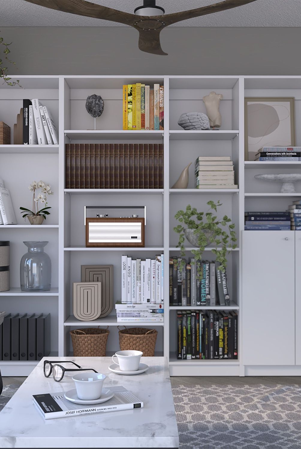 TUHOME - Combo 3 Estantes + Estante 2 Puertas Blanco Tuhome