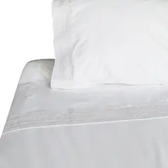 ILLUSIONS - Juego De Sábanas 180 Hilos Broderie Blanca 1 Plaza