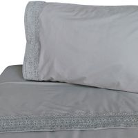 Juego De Sábanas 180 Hilos Broderie Gris 1.5 Plazas