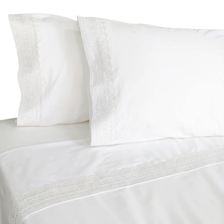 Juego De Sábanas 180 Hilos Broderie Blanca 2 Plazas
