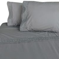 Juego De Sábanas 180 Hilos Broderie Gris 2 Plazas