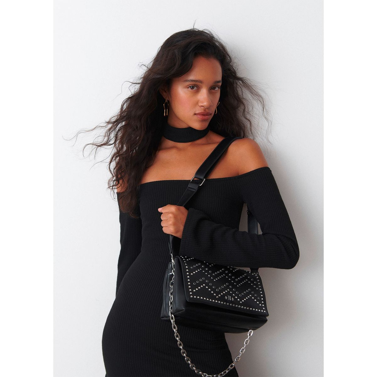 BROWNIE - Cartera Mediano Solapa Tachas Mujer Brownie